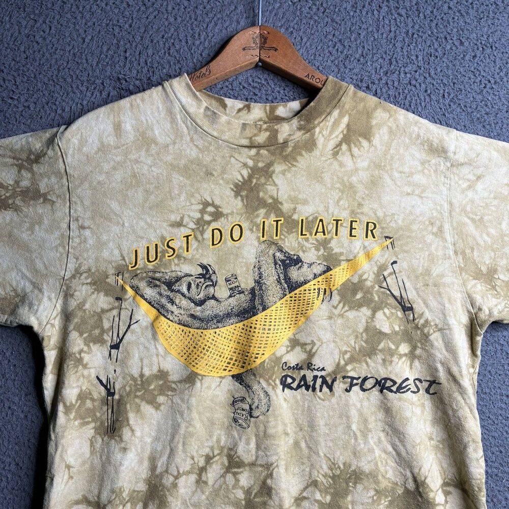 Vtg Nike Parody T-Shirt Medium Costa Rica Rain Forest Sloth Just Do It Later